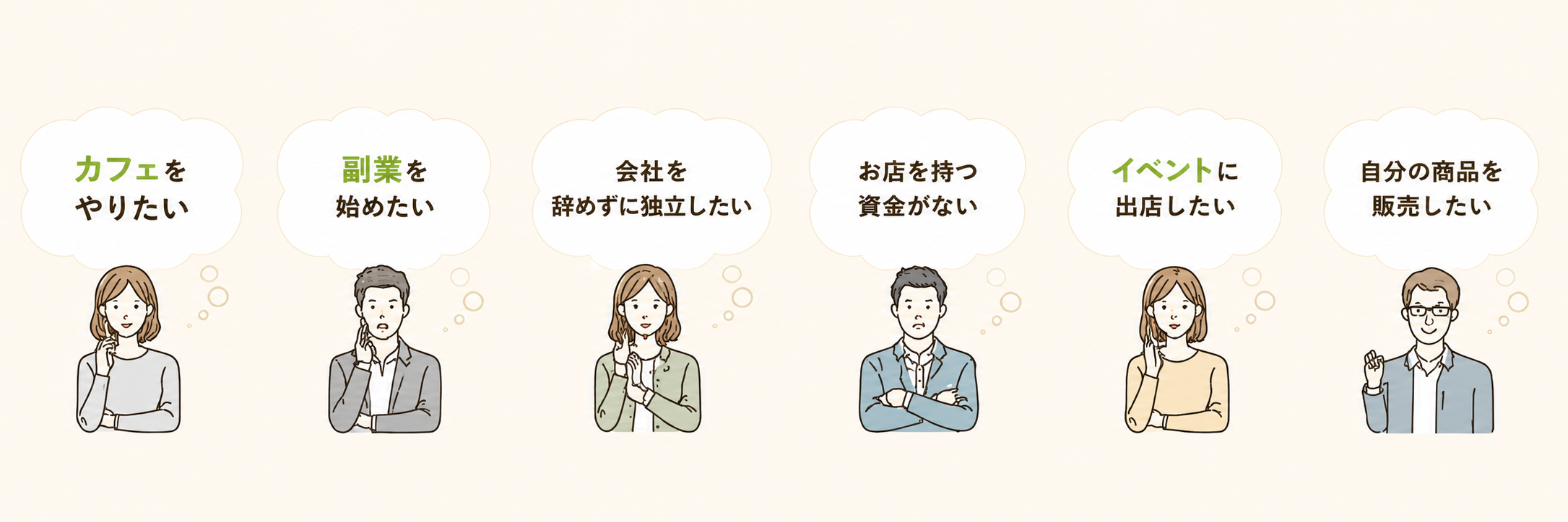 カフェをやりたい・副業を始めたい・会社を辞めずに独立したい・お店を持つ資金がない・イベントに出店したい・自分の商品を販売したい